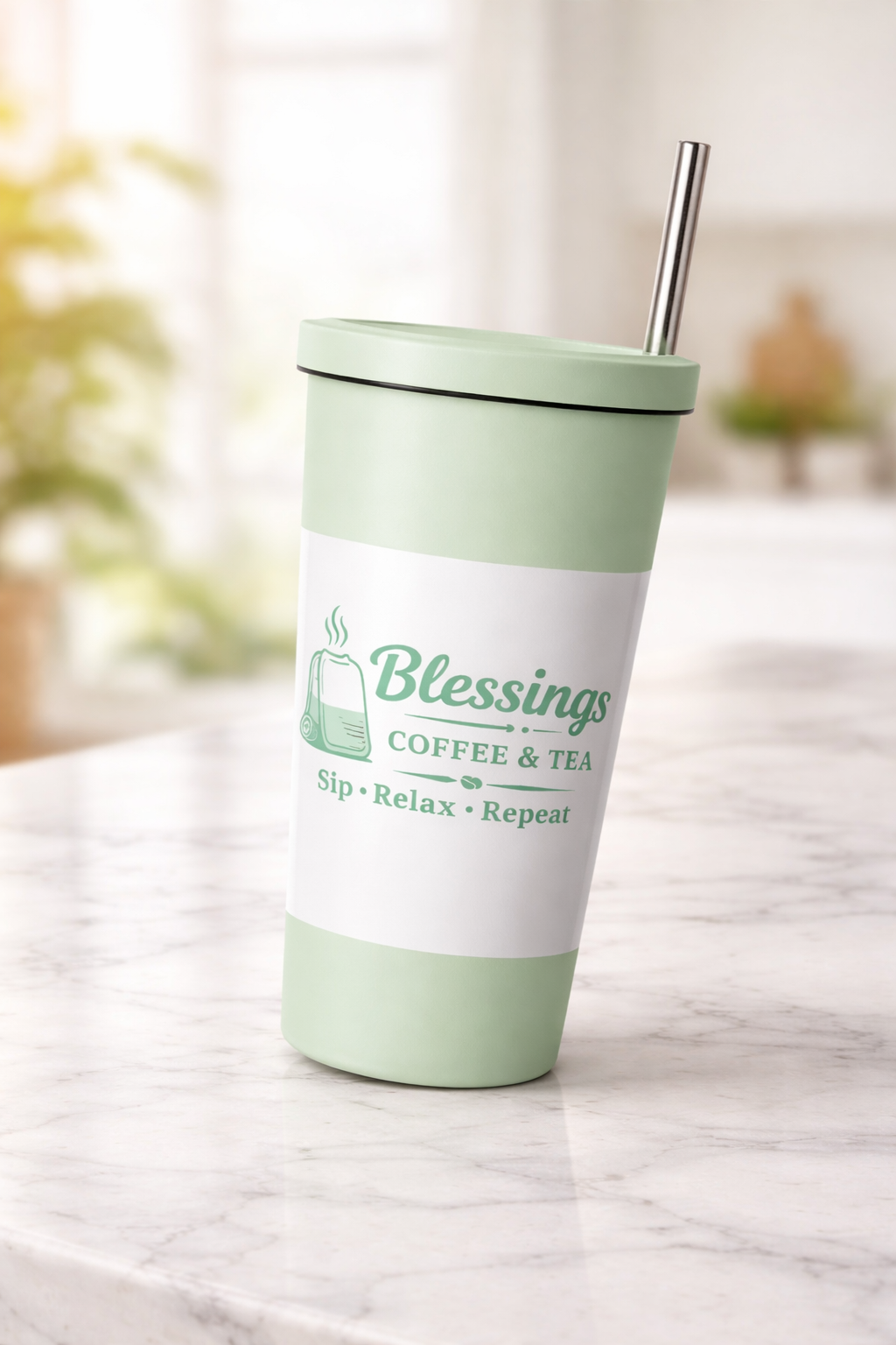 Blessings Coffee & Tea Insulated Tumbler with Straw – 20 oz