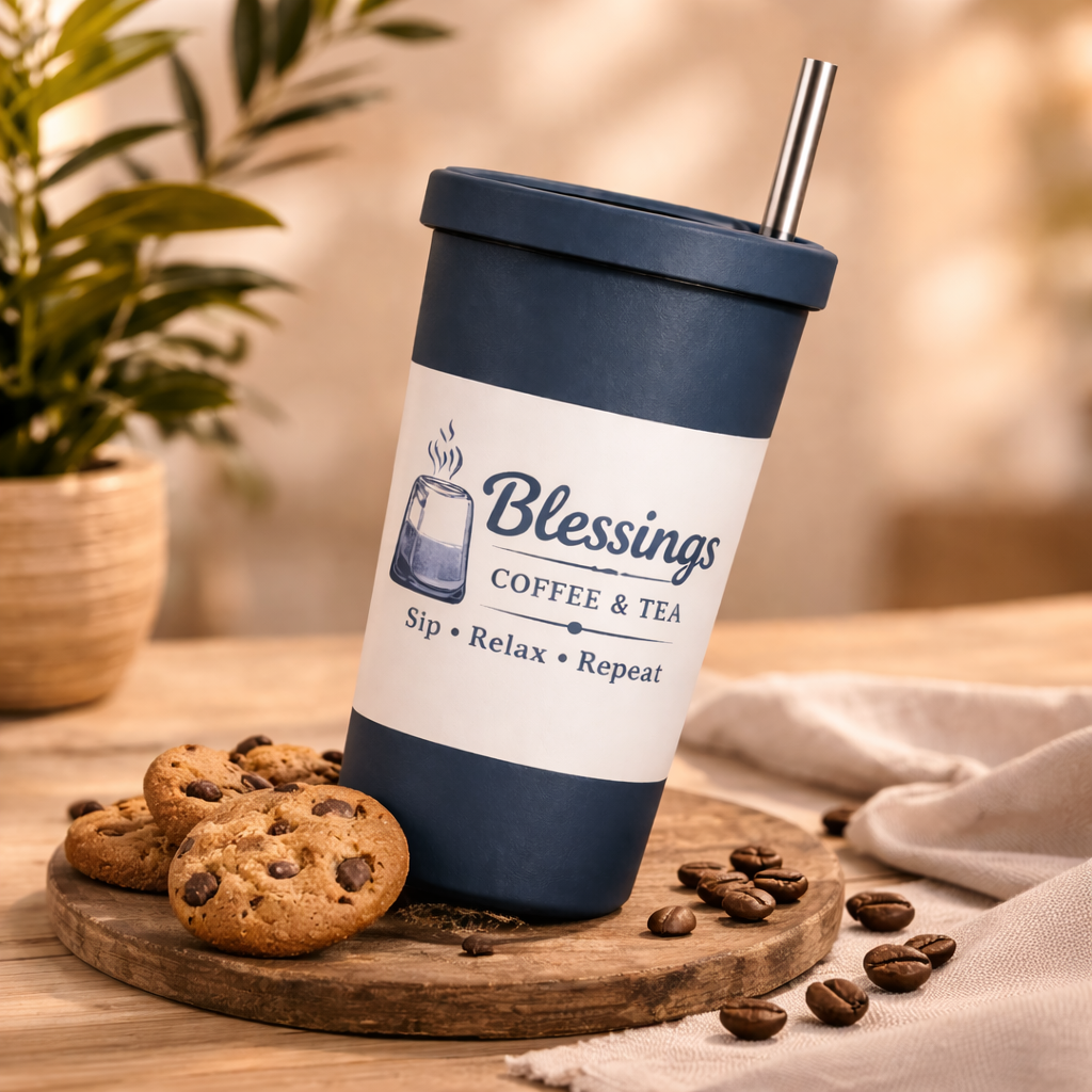 Blessings Coffee & Tea Insulated Tumbler with Straw – 20 oz