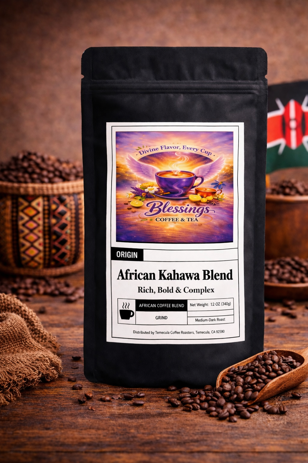 African Kahawa Blend – Medium / Dark Roast Blessings Coffee & Tea
