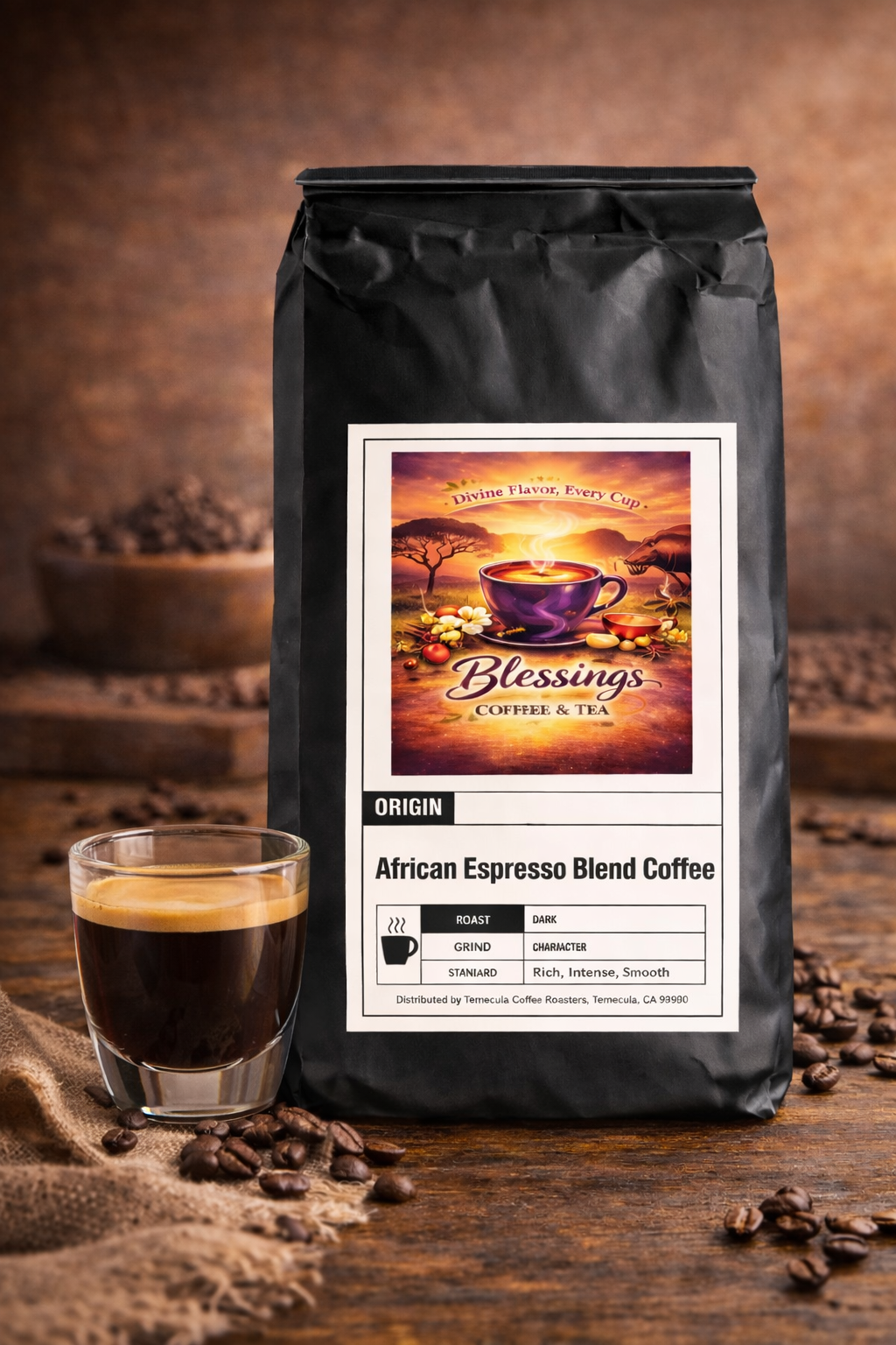 African Espresso Coffee – Medium/Dark Roast Blessings Coffee & Tea