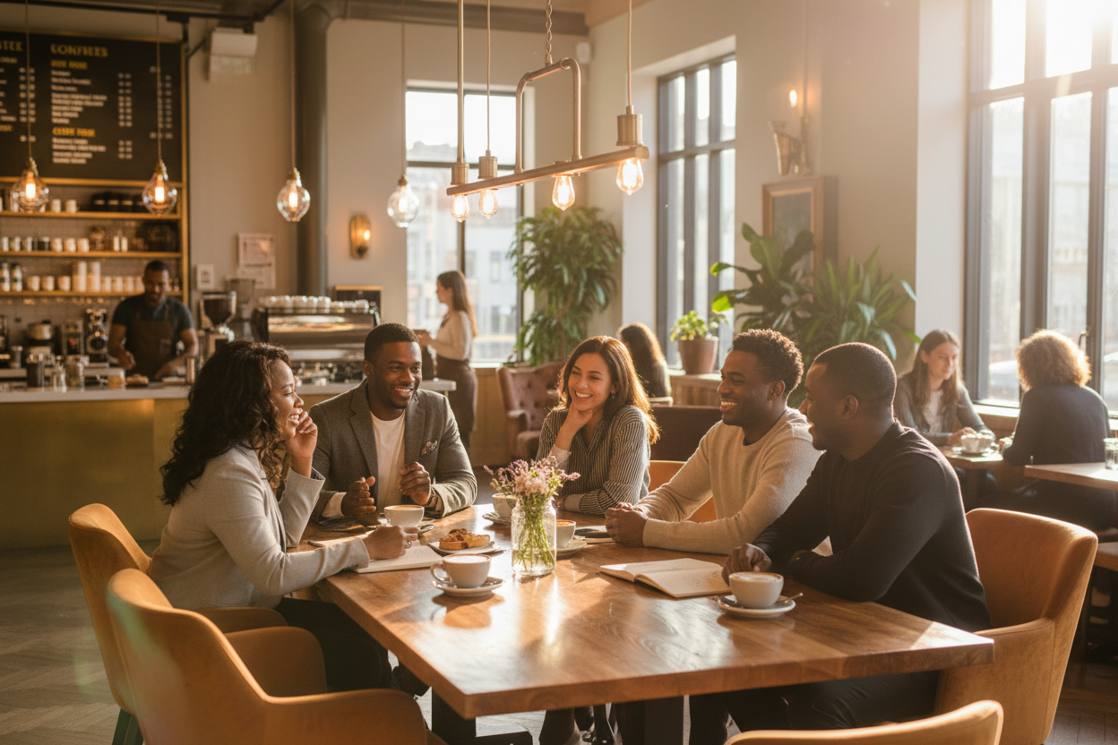 African American people in a coffee shop
