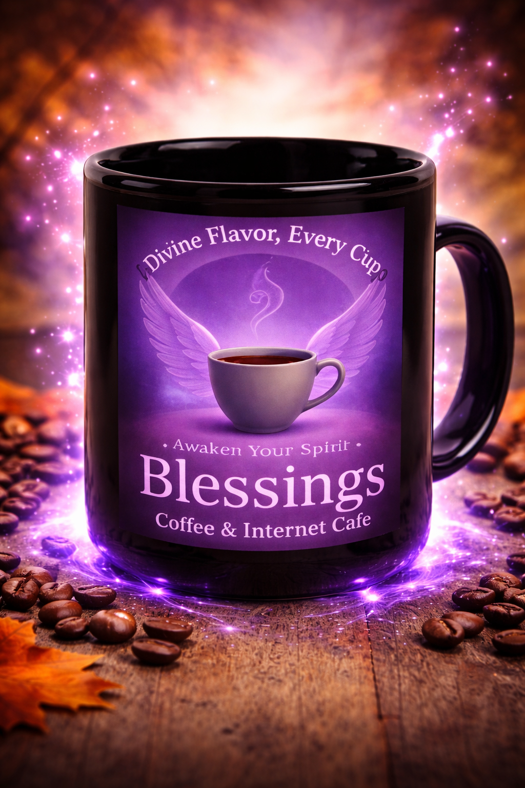 Black Glossy Mug  Blessings Coffee & Tea