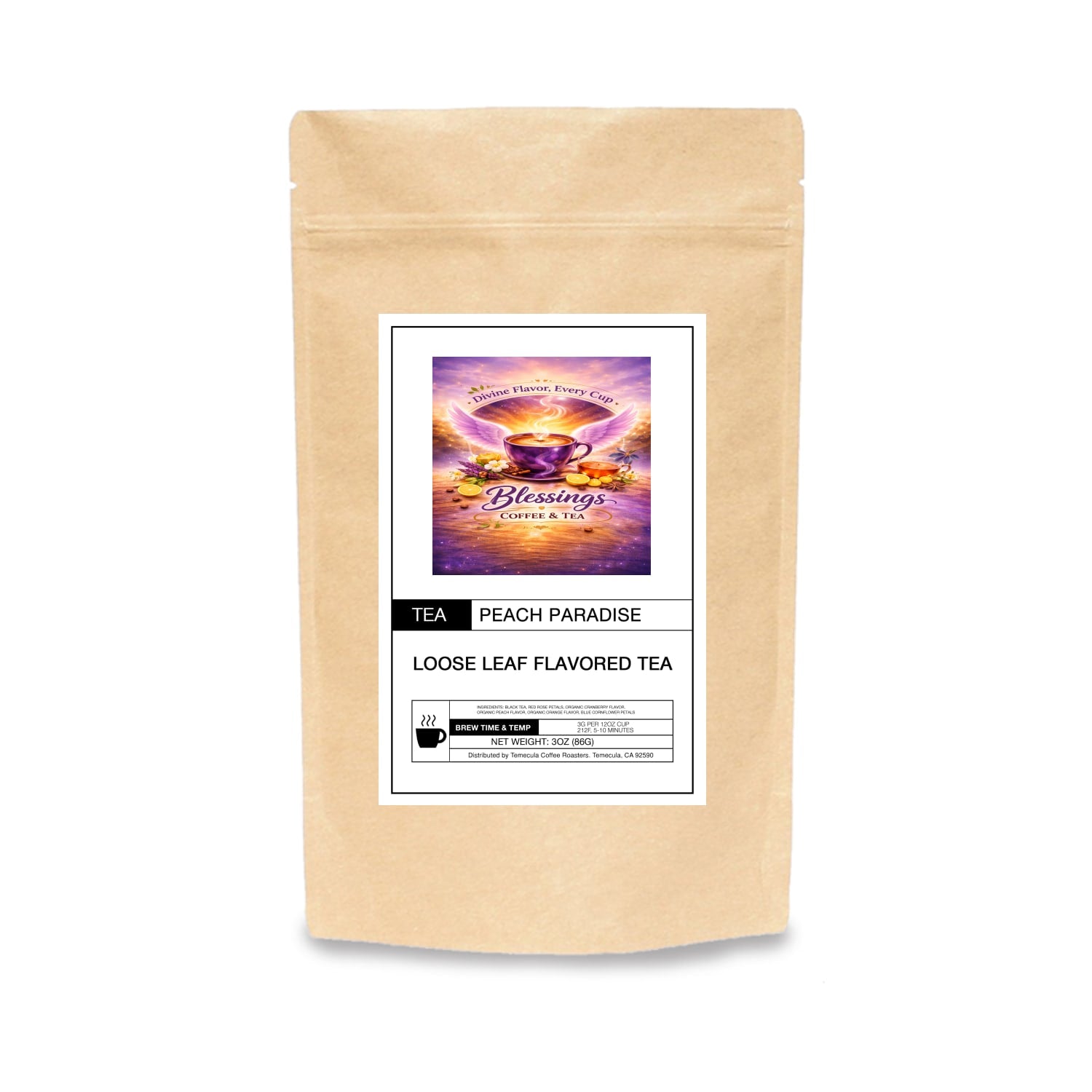 Peach Paradise Tea – Fruity Herbal Blend Blessings Coffee & Tea