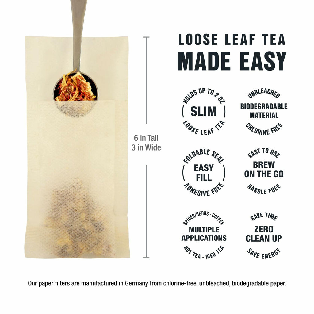 Tiesta Tea Loose Leaf Disposable Infuser Filters Unbleached Paper 100ct Yellow